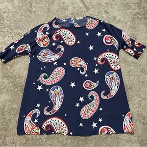 NOISY MAY Jenna 3/4 Eyes tunic Dress Paisley Stars Navy Dress Size XS